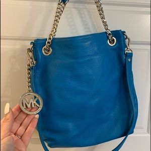 Michael Kors Jet Set Chain Bag Blue Leather